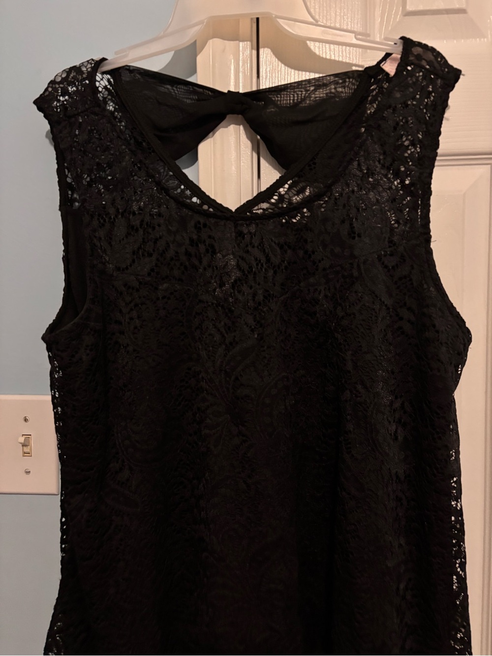 Timing Black Lace Back-Tie Sleeveless Top